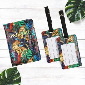 ✈️Leopard Passport Holder 2 Luggage Tag Travel NEW